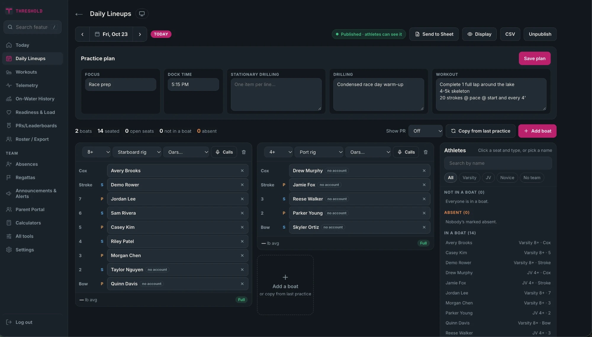 Daily Lineups on desktop